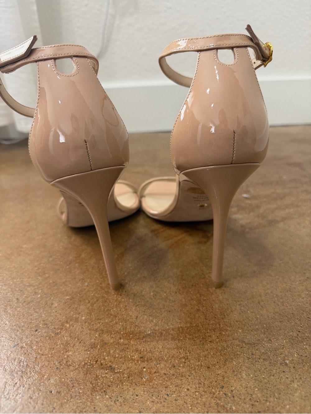 Stuart Weitzman Nudistcurve 100 Patent Leather Sandals Nude Women’s Size 10B - Picture 7 of 10